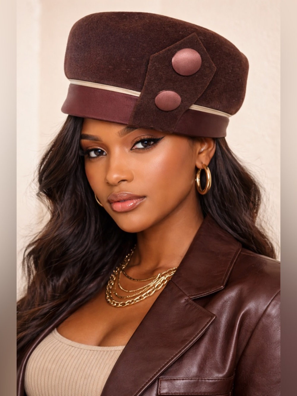 Vintage Brown Sandra New York Pill Box Hat W/ Pink
Box Size 22